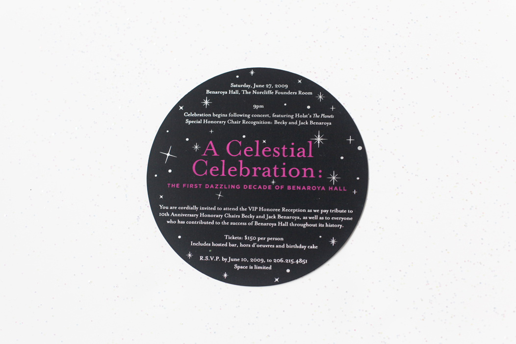 Elegant event invitation printed with shiny silver foil and matte pink foil on luxurious black stock  | Art direction and design by Iwona Konarski  |  www.iwonak.com  |  #FoilInvitation #silverFoil #pinkFoil #silver #foil #invitation #event #eventInvitation #iwonak