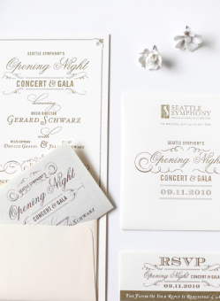 Opening NIght Gala one color #letterpress #Invitation  |  Designed by Iwona Konarski  – www. iwonak.com  |  #warmgrey #invitation #elegant #eventstationery #letterpressed #oversized