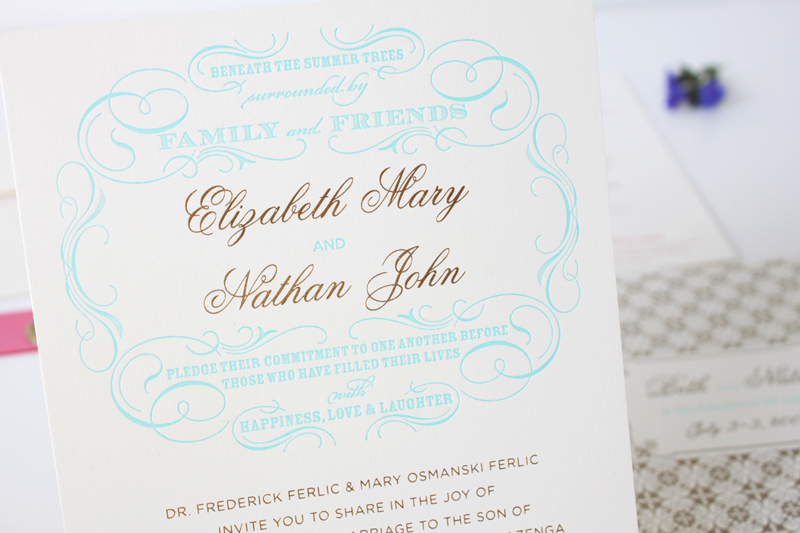Gold foil and letterpress wedding invitation suite by IwonaK.com // #seattlewedding, #letterpress #foil #seattle #weddinginvitations 